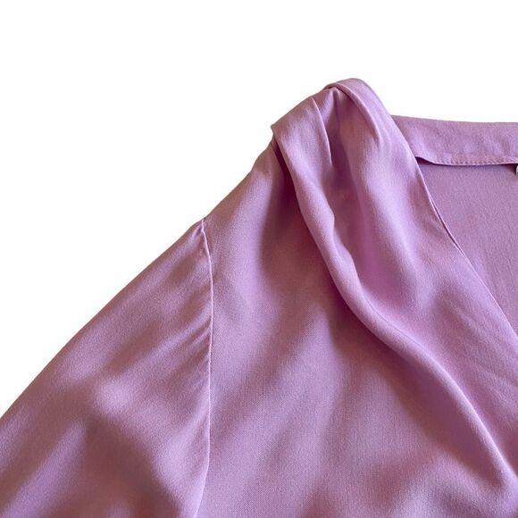 EUC ASOS Design Pink Long Sleeve Gathered Drape Front Top - Picture 5 of 11